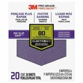 3M 9" x 11" Pro Grade Precision No-Slip Grip Sanding Sheet 80-Grit, PK 20 27080 Tri-20